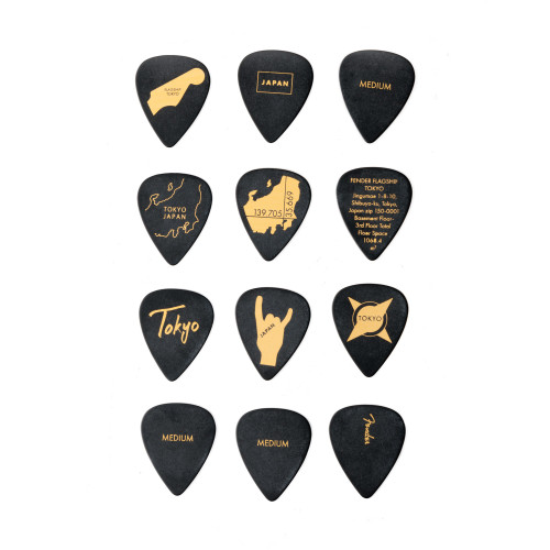Fender Flagship Tokyo Limited 351 Picks Black/Gold Medium, Made in Japan (12-Pack)