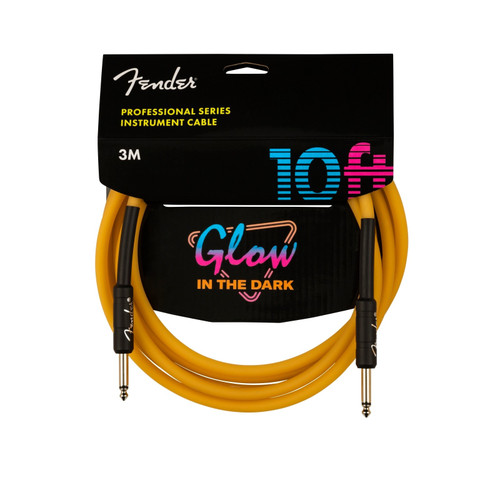 Fender Professional Series Glow in the Dark Instrument Cable Orange 10ft (3m)