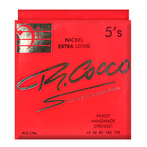 R. Cocco RC5CNX Hand-Wound Nickel Roundwound 5-String Bass Strings, 45-125, Extra Long Scale
