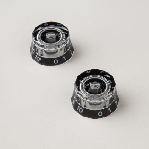 PRS Lampshade Knobs Clear with Black Numbers (Set of 2) SAE Shaft