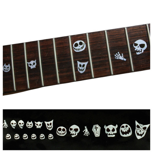 Jockomo Skull Masks Fret Marker Inlay Stickers, White Pearl