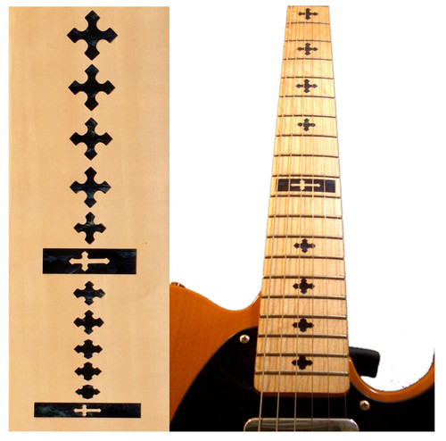 Jockomo Cross Fret Marker Inlay Stickers, Black Pearl
