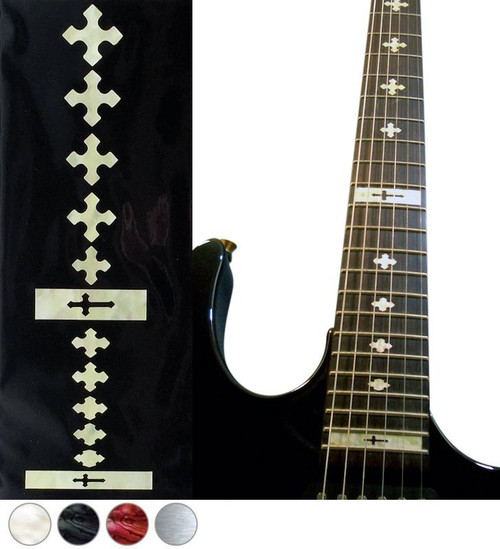 Jockomo Cross Fret Marker Inlay Stickers, Aged White Pearl