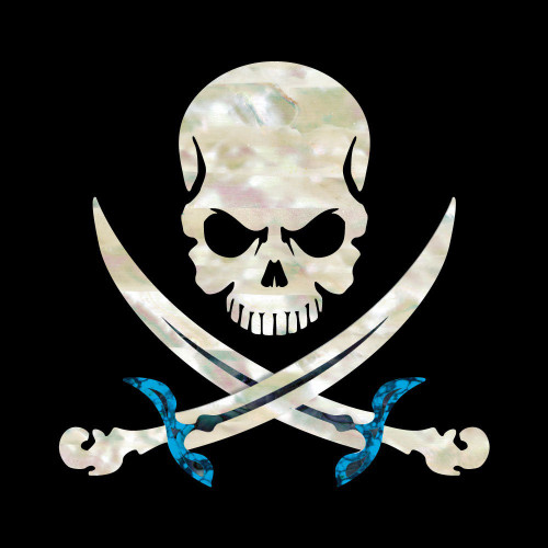 Jockomo Pirate Skull Inlay Sticker, White Pearl