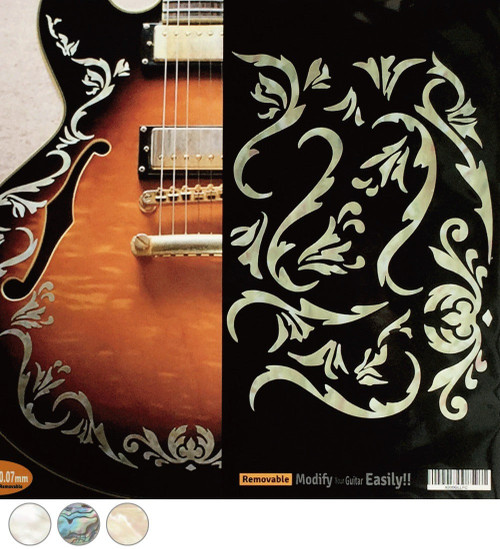 Jockomo Bob Weir's Cowboy Fancy Vines Inlay Sticker, Aged White Pearl
