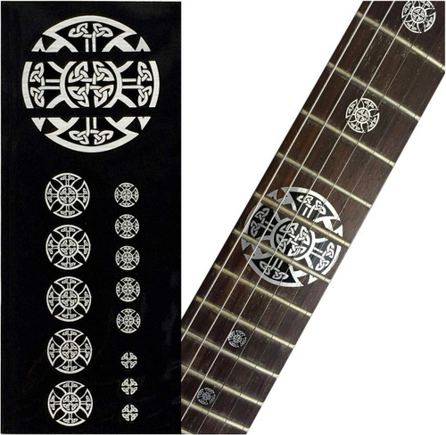 Jockomo Celtic Cross 12th Fret Inlay Sticker, Metallic Silver