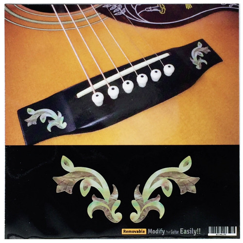 Jockomo Traditional Motif Bridge Inlay Stickers, White Pearl
