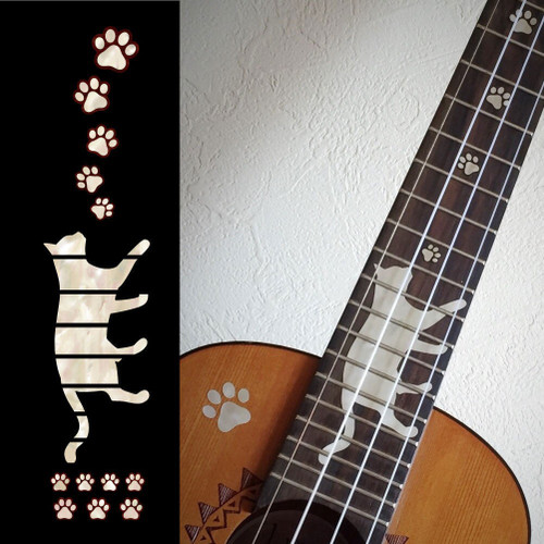Jockomo Cat Paw Prints Fretboard Inlay Sticker for Ukulele, Concert