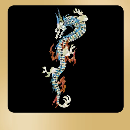 Jockomo Fire Dragon Inlay Sticker, White Pearl, Facing Left