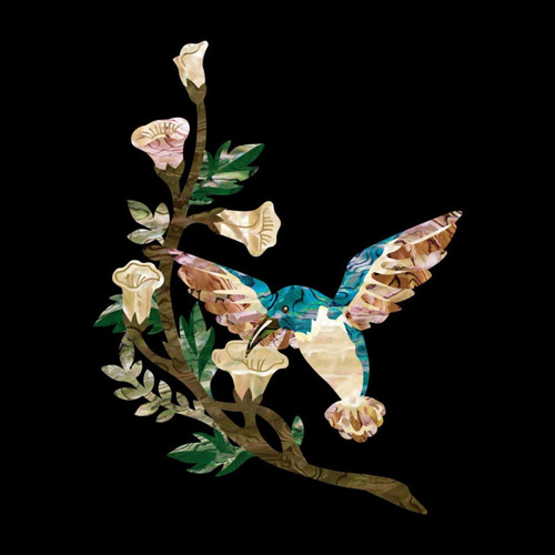 Jockomo Hummingbird & Morning Glory Inlay Sticker