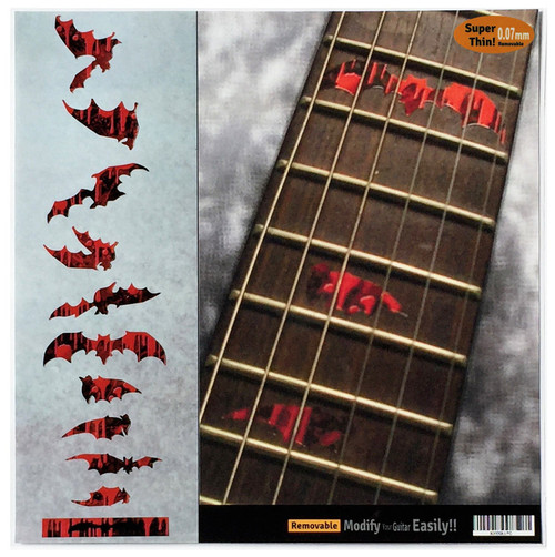 Jockomo Bat Wing Fret Marker Inlay Stickers, Bloody Red