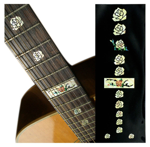 Jockomo Rose Fret Marker Inlay Stickers, White Pearl
