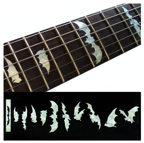 Jockomo Bat Wing Fret Marker Inlay Stickers, White Pearl