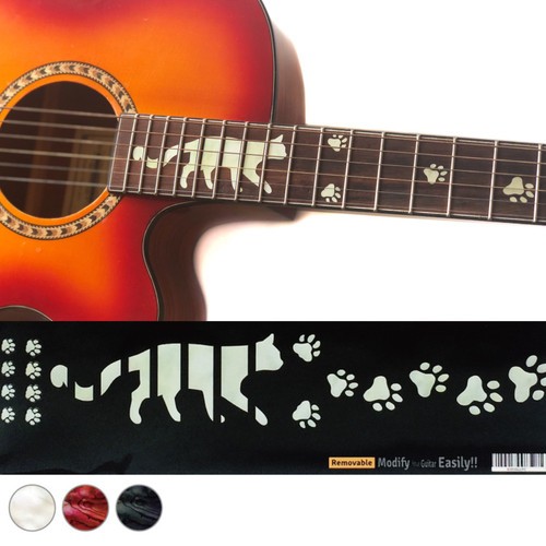 Jockomo Cat Paw Prints Fret Marker Inlay Stickers, White Pearl