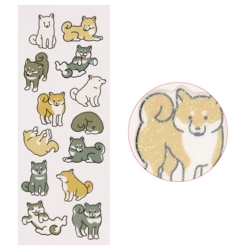 PYLON Glitter Shiba Inu Stickers - Made in Japan