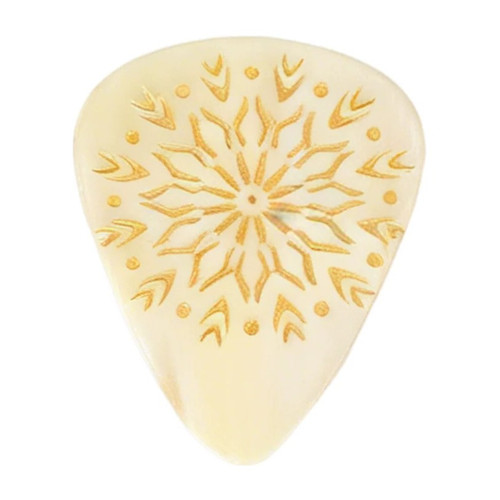Timber Tones Grip Tones Guitar Pick - White Horn, Yellow Floral Grip