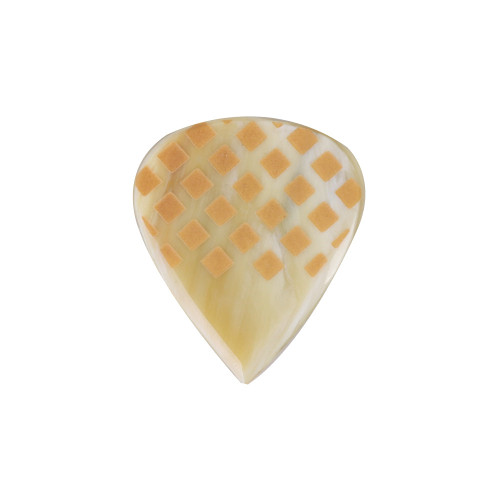 Timber Tones Grip Tones Mini Guitar Pick - White Horn, Yellow Criss-Cross Grip