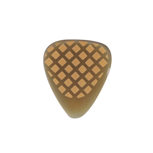 Timber Tones Grip Tones Guitar Pick - Clear Horn, Yellow Criss-Cross Grip