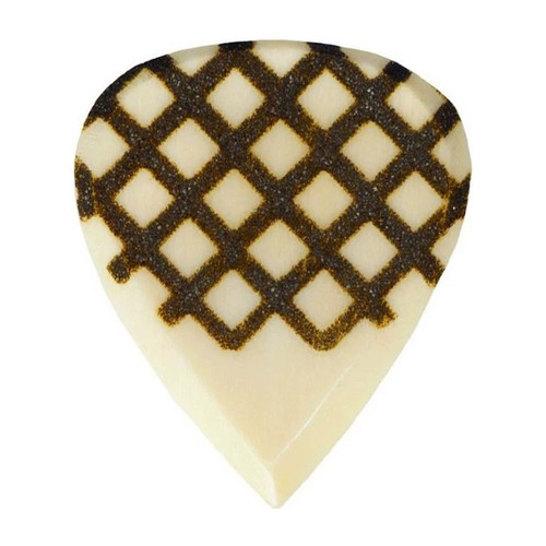 Timber Tones Grip Tones Mini Guitar Pick - Buffalo Bone, White Criss-Cross Grip