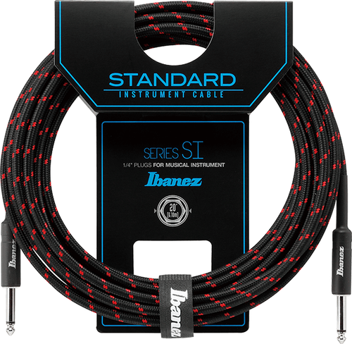 Ibanez SI20-BW Guitar Cable 20ft (6m) Straight/Straight Black x Wine Woven