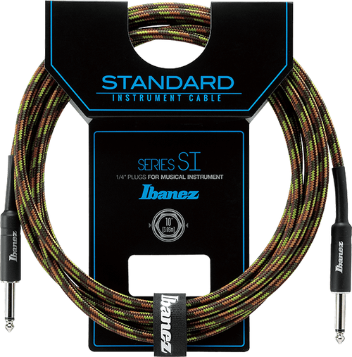 Ibanez SI10-CGR Guitar Cable 10ft (3m) Straight/Straight Camouflage Green Woven
