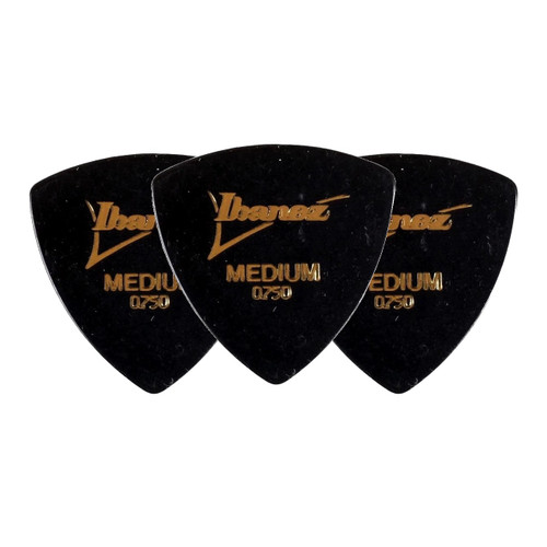 Ibanez H4M-BK Rounded Triangle Guitar Pick Medium 0.75mm Black (3-Pack)