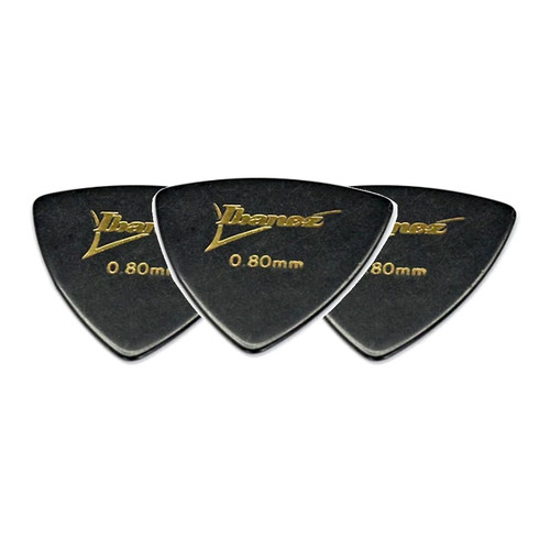 Ibanez PS8M-BK Rounded Triangle Guitar Pick Medium 0.80mm Black Gold Logo (3-Pack)