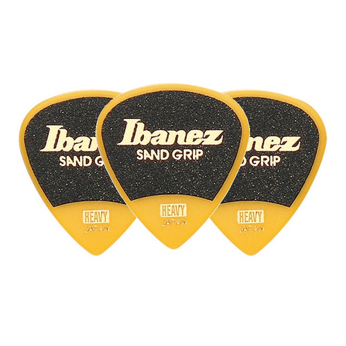 Ibanez Grip Wizard Sand Grip PA16HSG-YE Guitar Pick Short Teardrop Heavy 1.0mm Yellow (3-Pack)