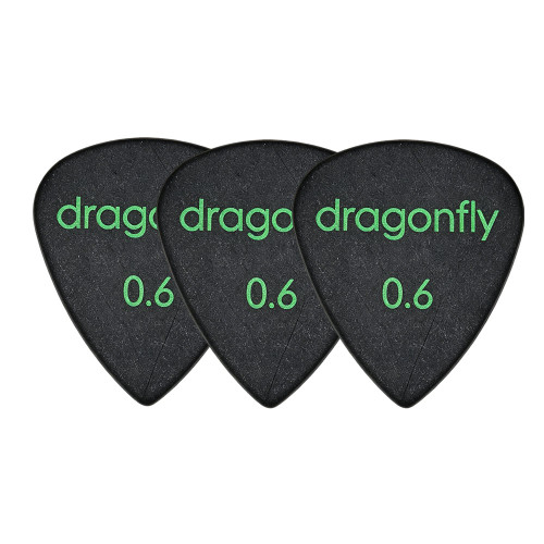 Dragonfly TD Teardrop Guitar Pick 0.6mm - Black (3-Pack)