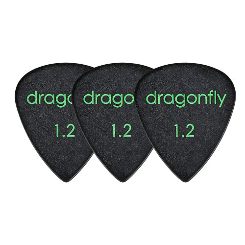 Dragonfly TD Teardrop Guitar Pick 1.2mm - Black (3-Pack)