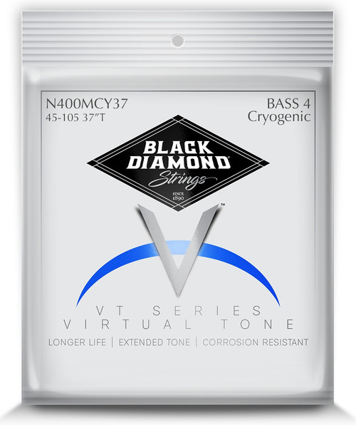 Black Diamond N400MCY37 Cryogenic Stainless Steel Bass Strings, Long Scale, Medium (45-105)