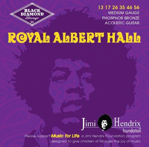 Black Diamond NJH1046P Jimi Hendrix Royal Albert Hall Phosphor Bronze Acoustic Guitar Strings, Extra Light (10-46)