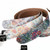 Live Line Blooming Series Vintage Leather Guitar Strap (Glitter White Floral,  Made in Japan)