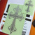 Jockomo Metallic Tribal Cross Inlay Sticker, Metallic Silver, Large (1 Piece)