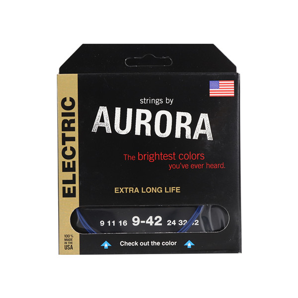 Strings by Aurora Premium Color Coated Electric Guitar Strings (9‑42, Light, Blue)