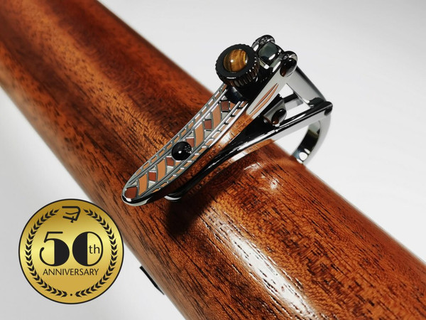 Shubb C1z Rosette 50th Anniversary Limited Edition Capo – Steel String 2" Curved with Tiger’s Eye Inlay