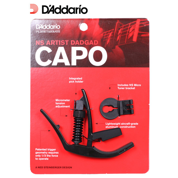 D'Addario PW-CP-14 NS Artist DADGAD Capo – Acoustic 6-String Guitar (Black)