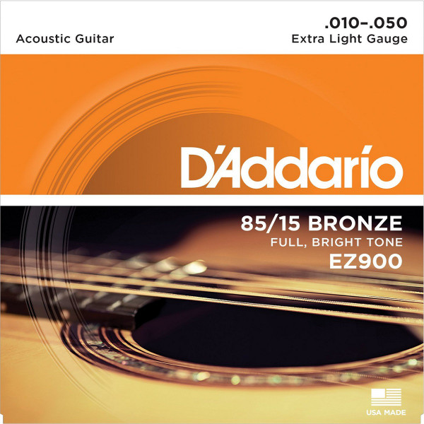 D'Addario EZ900 85/15 Bronze Extra Light Acoustic Guitar Strings – Bright, Balanced Tone & Superior Playability