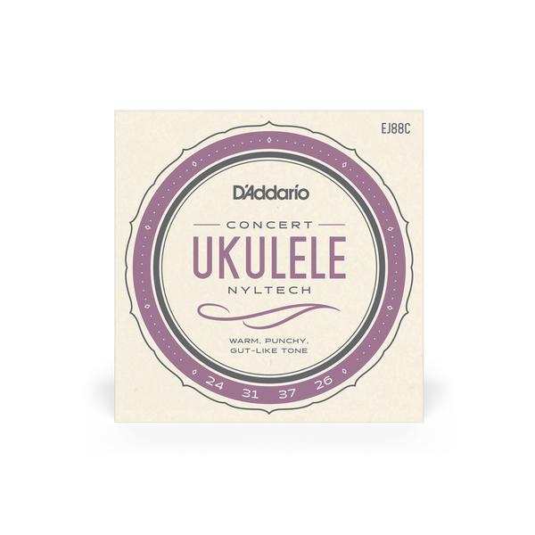 D'Addario EJ88C Nyltech Concert Ukulele Strings – Warm, Punchy Tone with Clear Projection