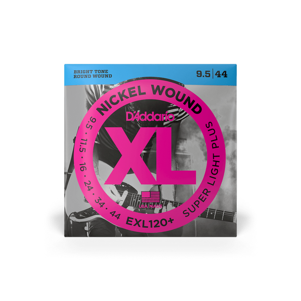 D'Addario EXL120+ XL Nickel Wound Super Light Plus Electric Guitar Strings (9.5-44) – Balanced Flexibility and Bright Tone