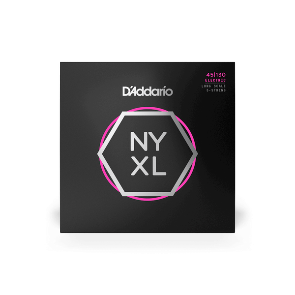 D'Addario NYXL45130 Nickel Wound Bass Guitar Strings Regular Light Gauge (45-130) – Powerful and Versatile for Long Scale 5-String Basses