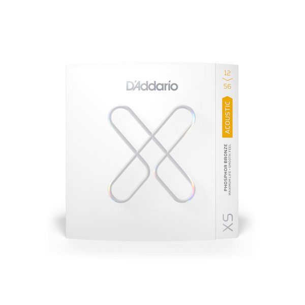 D'Addario XSAPB1256 XS Coated Phosphor Bronze Acoustic Guitar Strings, Light Top/Medium Bottom, 12-56