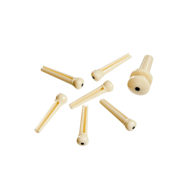 D'Addario Planet Waves PWPS12 Molded Bridge Pins with End Pin Set – Ivory with Black Dot
