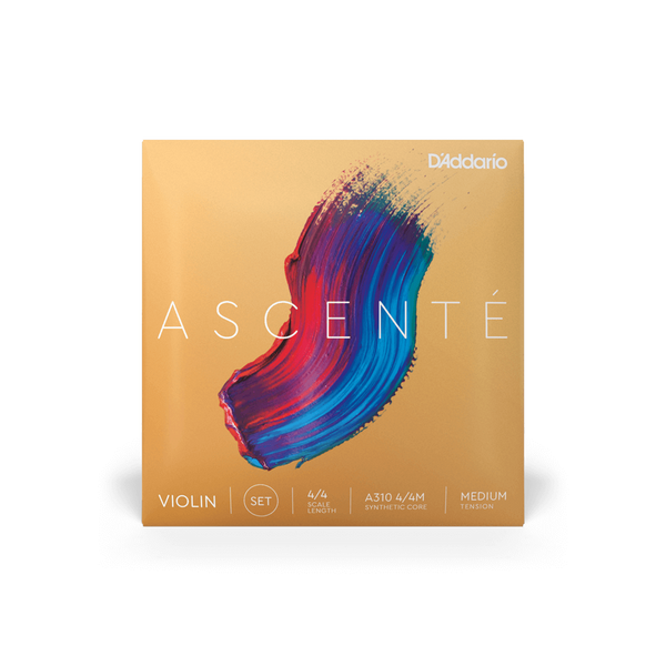 D'Addario Ascente Violin String Set A310 4/4M – Medium Tension, 4/4 Scale, Synthetic Core