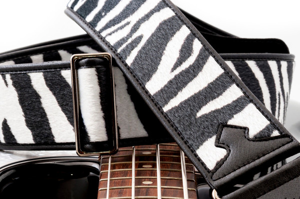 RightOn! Zebra Guitar Strap – Vegan Faux Leather Design