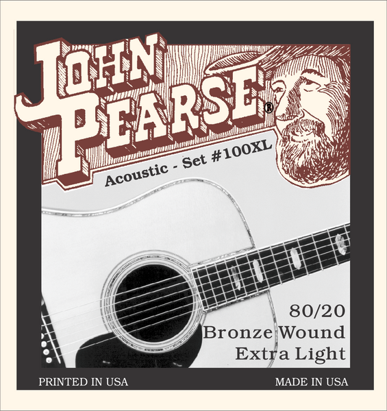 John Pearse 100XL Acoustic Guitar Strings - 80/20 Bronze Extra Light (.010-.047)
