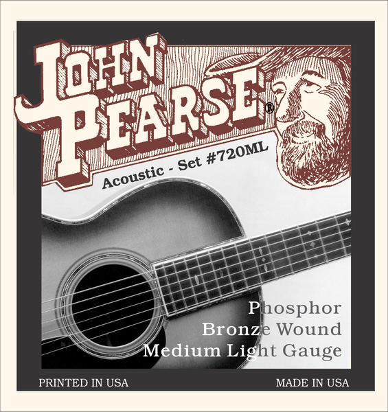 John Pearse 720ML Phosphor Bronze Acoustic Guitar Strings - Medium Light Gauge (.013-.052)