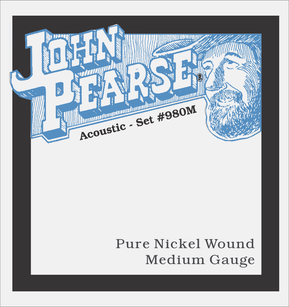 John Pearse 980M Pure Nickel Acoustic Guitar Strings - Medium+ Gauge (.013-.057)
