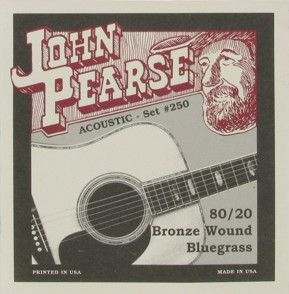 John Pearse 250LM Bluegrass Acoustic Guitar Strings - 80/20 Bronze - 12-56 Gauge - Bright & Punchy Tone