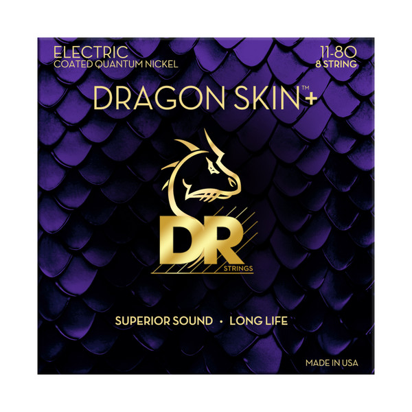 DR Strings Dragon Skin+ DEQ8-11 Quantum Nickel 8-String Electric Guitar Strings (11-80)